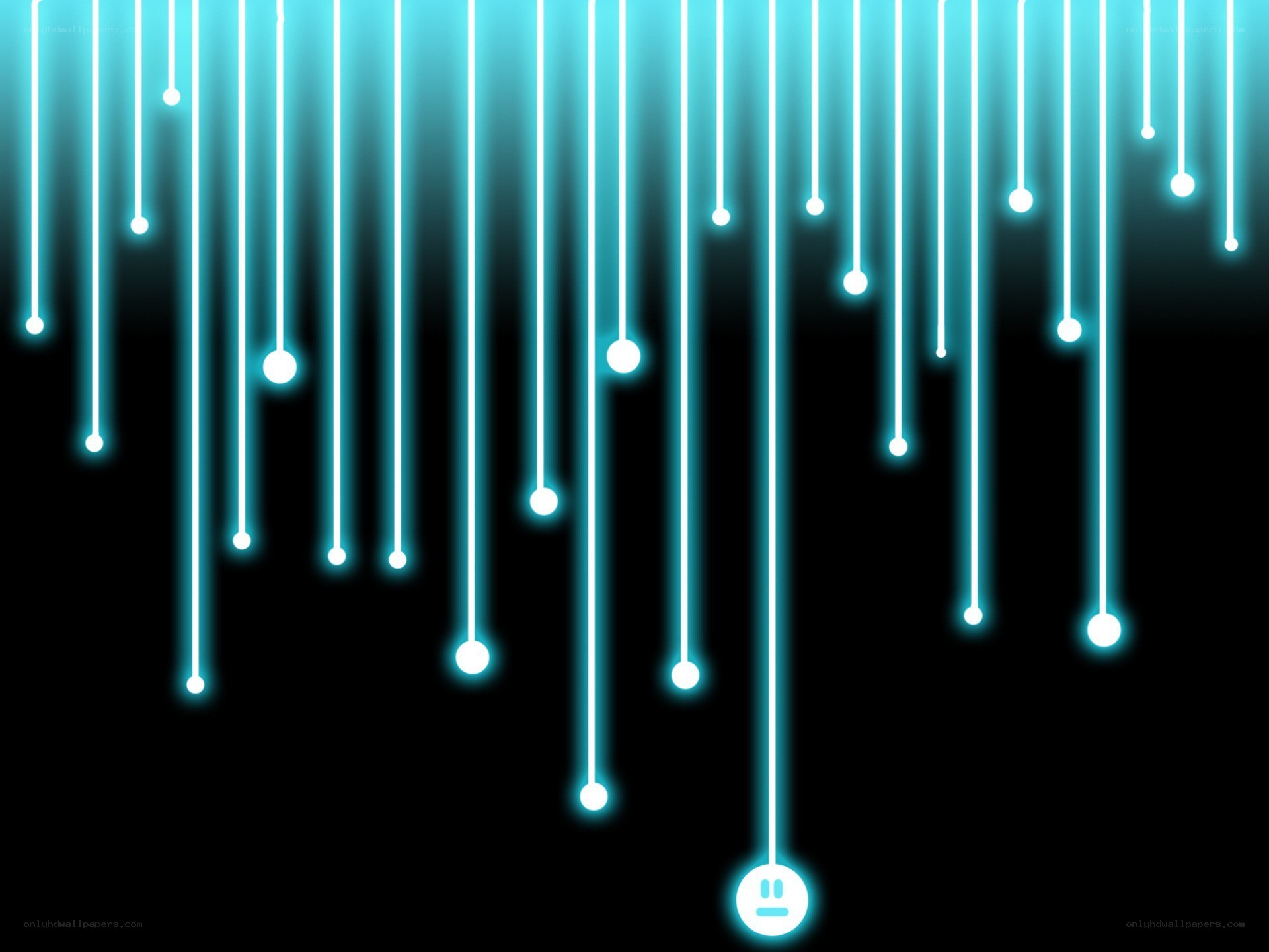 glowing blue lines with smiley face