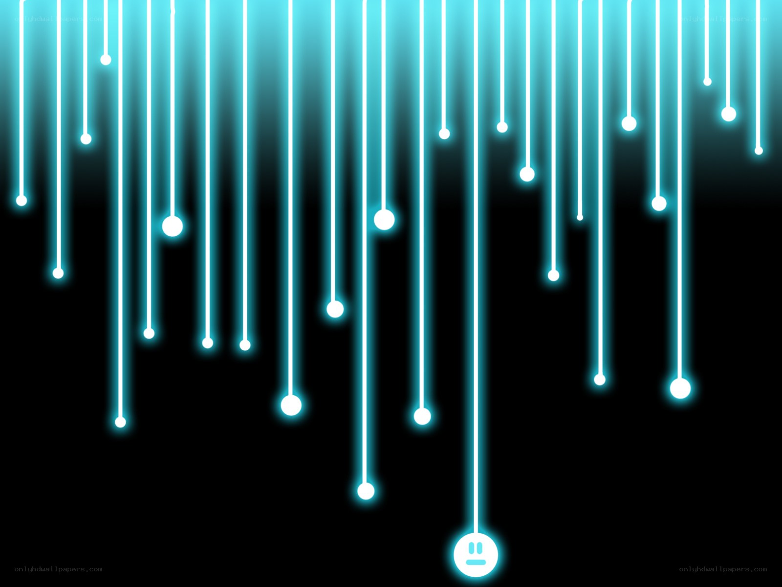 glowing blue lines with smiley face