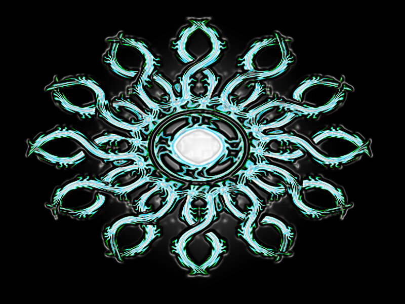 glowing blue mandala design