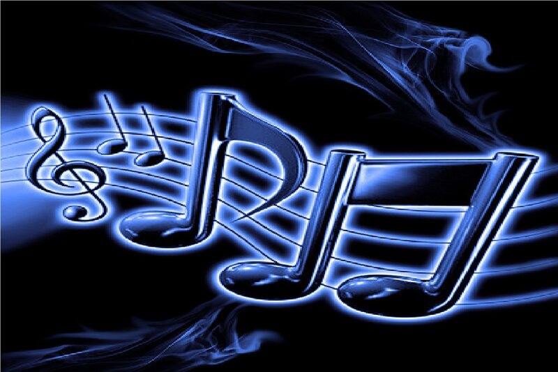 Glowing Blue Musical Notes