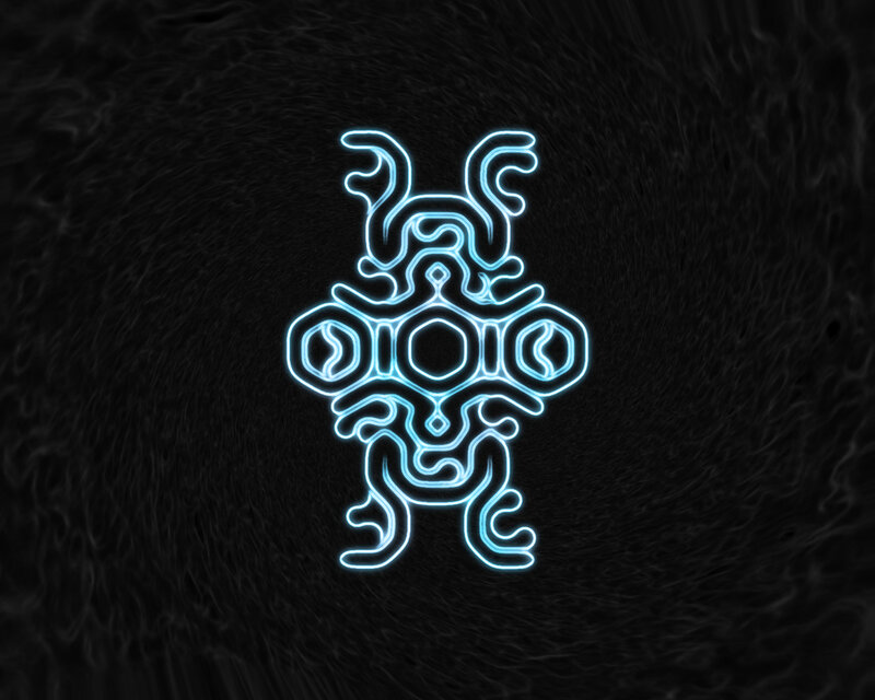 glowing blue neon symbol