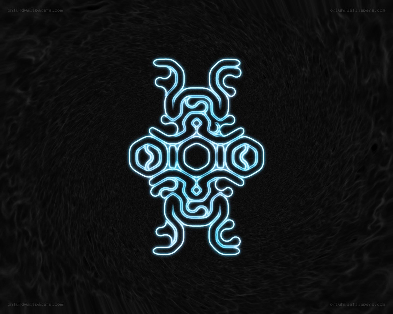 glowing blue neon symbol