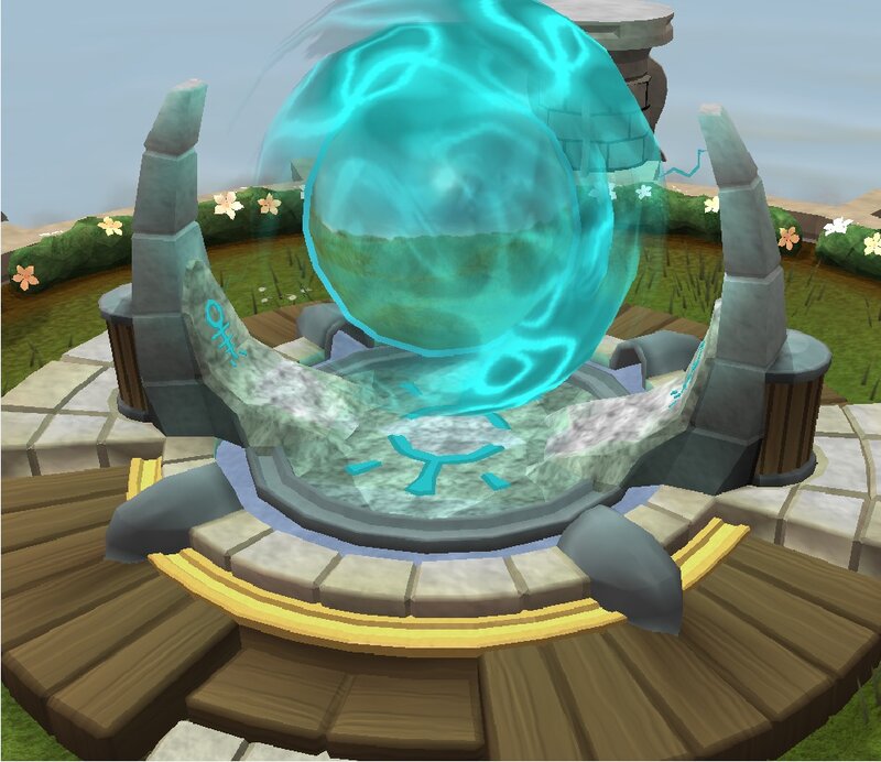 Glowing Blue Orb on Pedestal