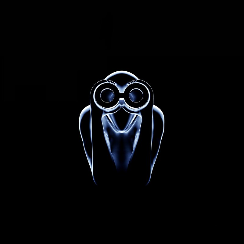 Glowing Blue Owl Sculpture