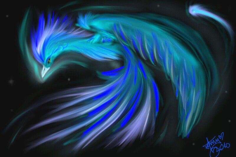 Glowing Blue Phoenix — Dramatic