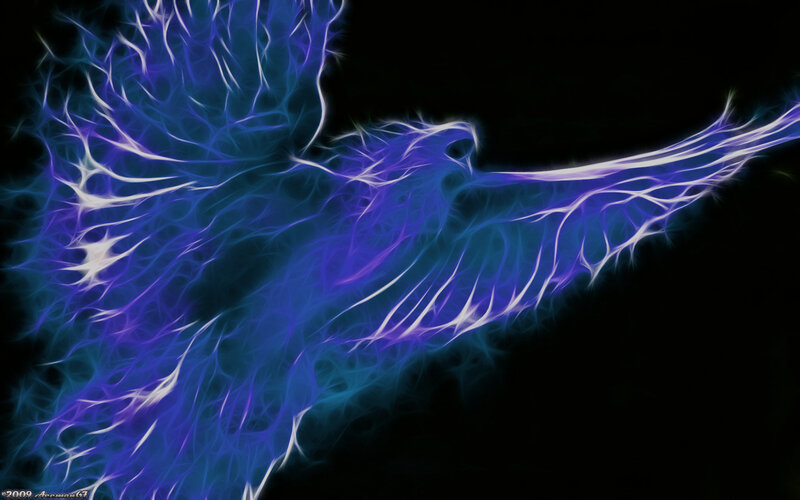 glowing blue phoenix