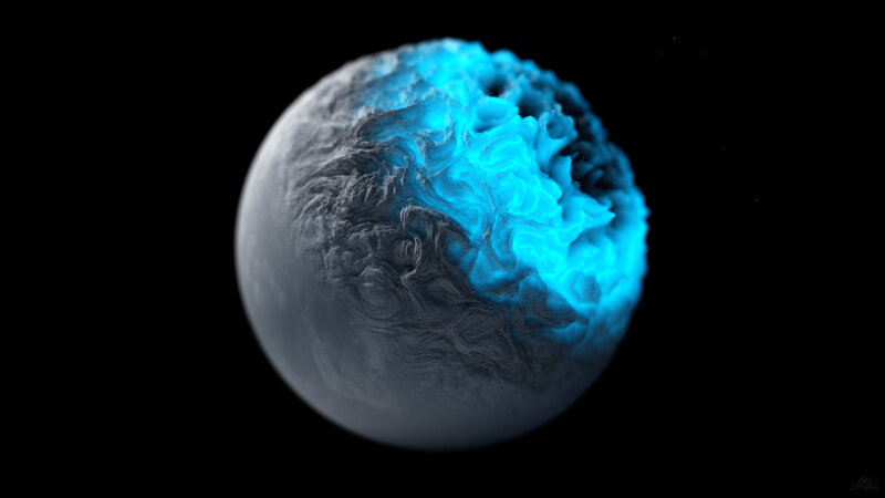 Glowing Blue Planet — Dramatic, Digital Art