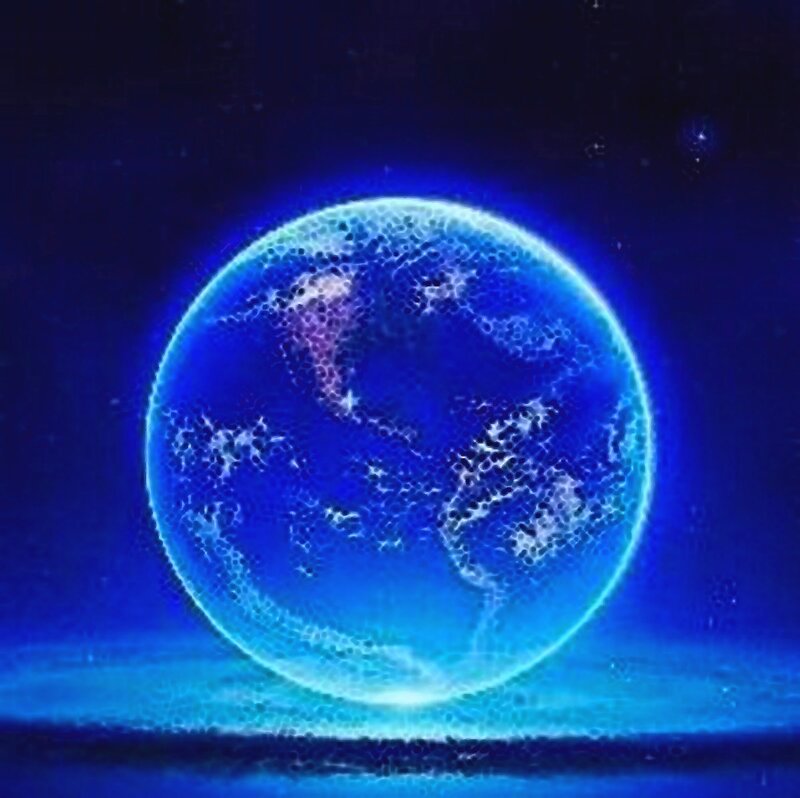 Glowing Blue Planet — Serene, Night