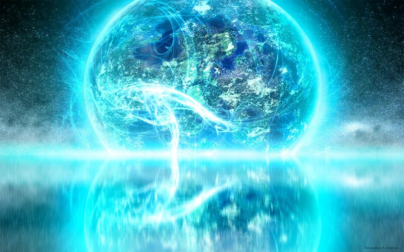 glowing blue planet