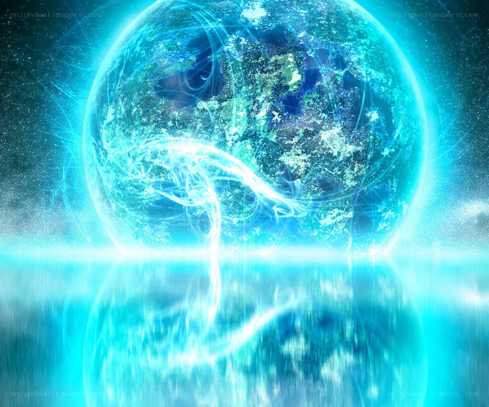 glowing blue planet with energy