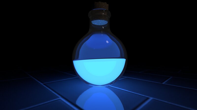 Glowing Blue Potion Bottle