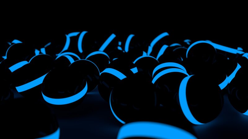 Glowing Blue Rings — Abstract