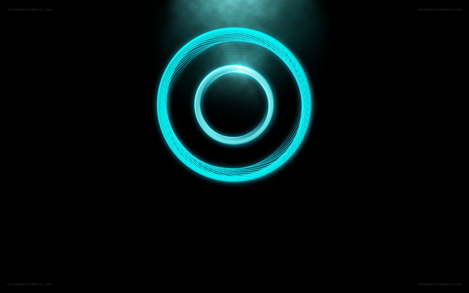 glowing blue rings on black