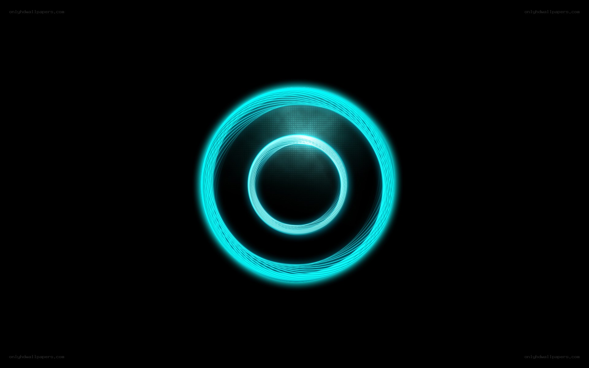 glowing blue rings on black