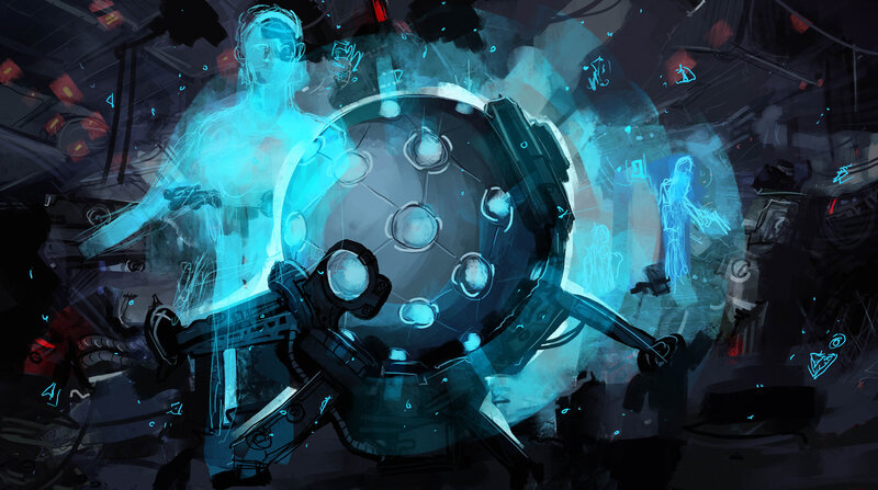 Glowing Blue Robot