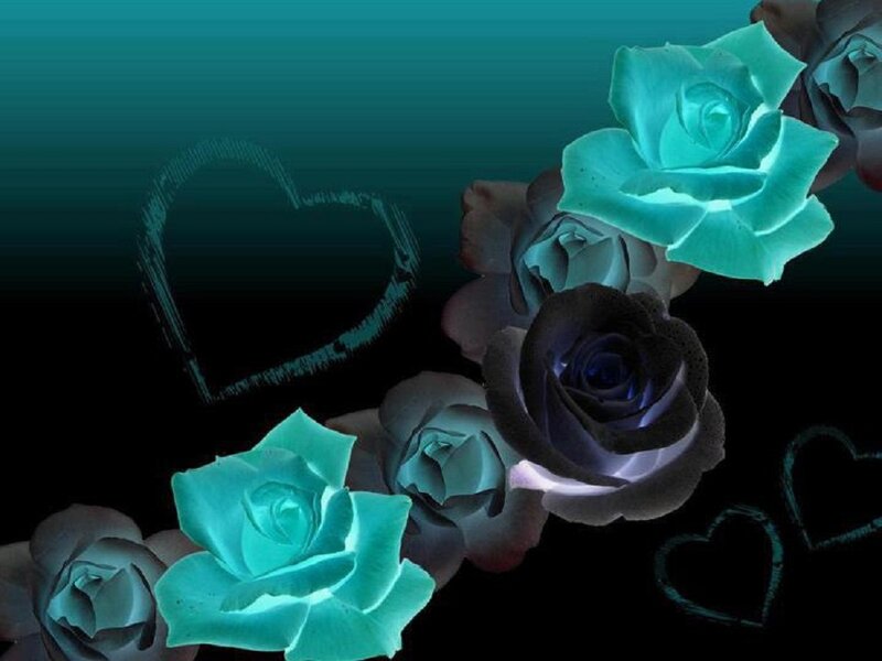 Glowing Blue Roses — Teal