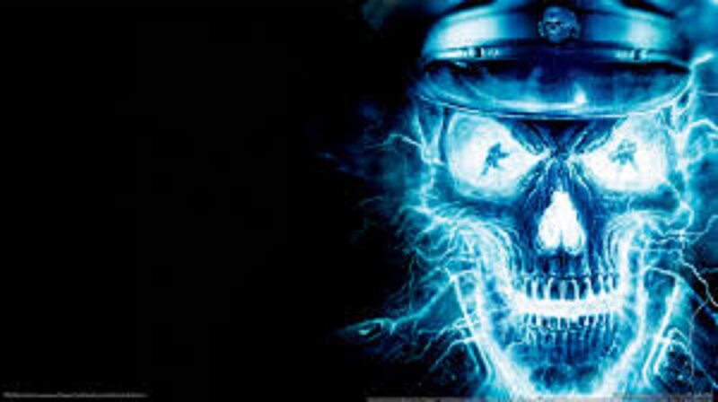 Glowing Blue Skull — Dark, Digital Art, Hat