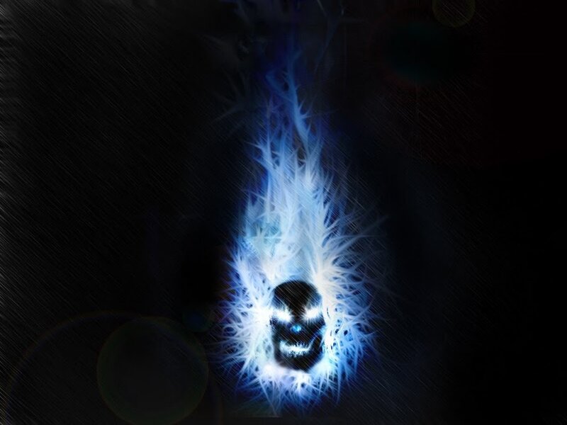 Glowing Blue Skull — Dark, Digital Art