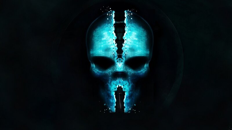 Glowing Blue Skull — Dark, Dramatic