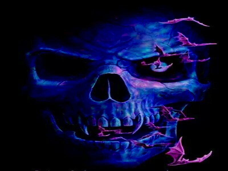 Glowing Blue Skull — Dark, Night