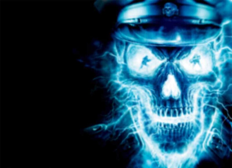 Glowing Blue Skull — Dark