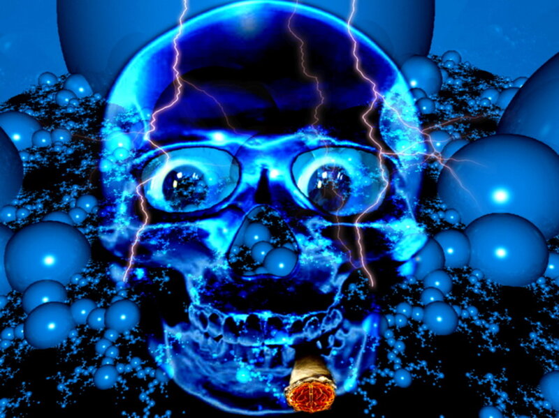 Glowing Blue Skull — Dramatic