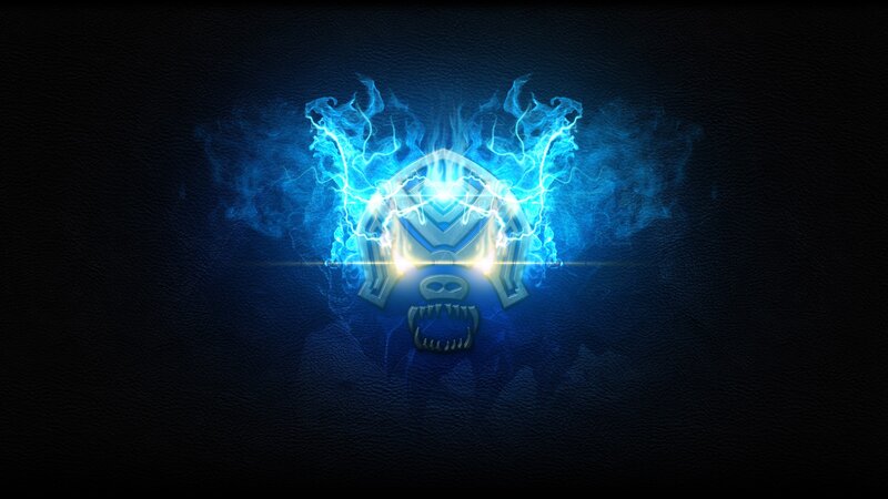 Glowing Blue Skull Emblem — Dramatic