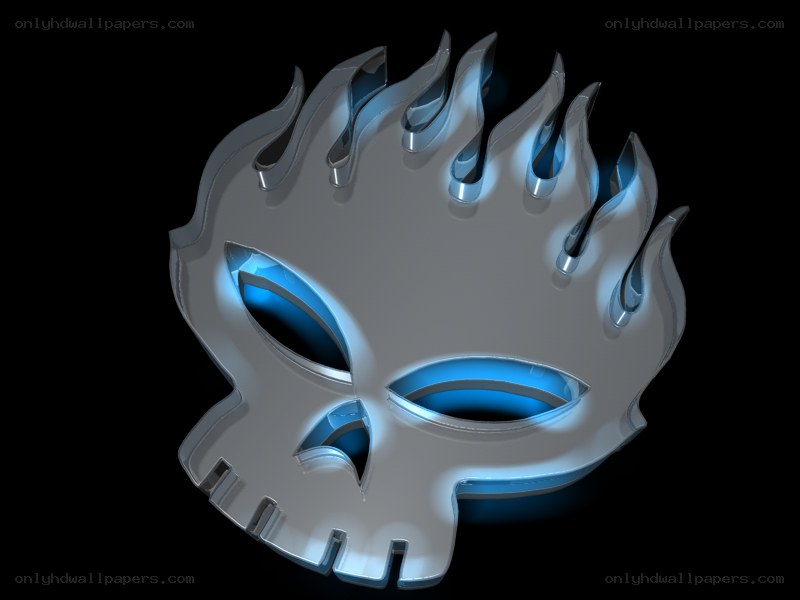 glowing blue skull emblem