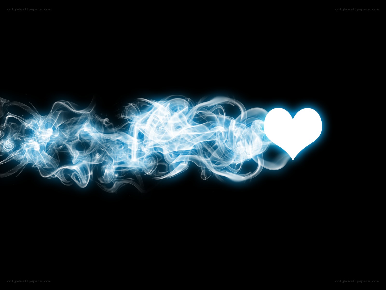 glowing blue smoke heart