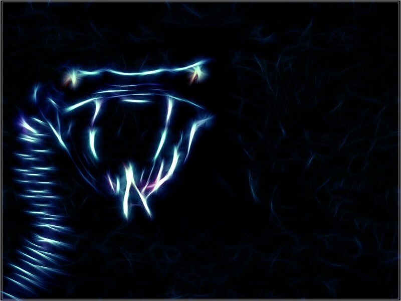 glowing blue snake head