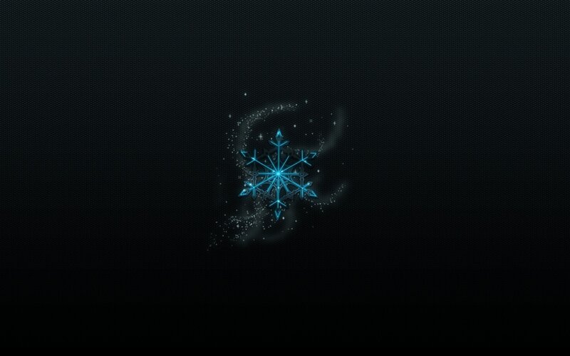 Glowing Blue Snowflake — Black, Calm, Night