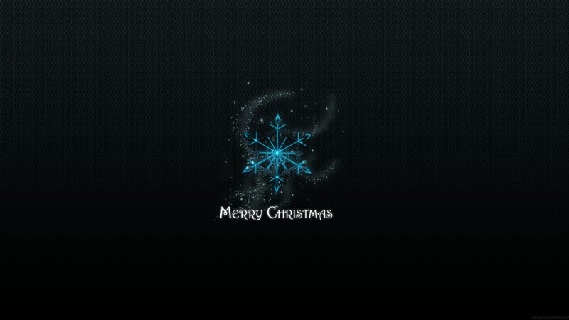 Glowing Blue Snowflake — Black, Festive