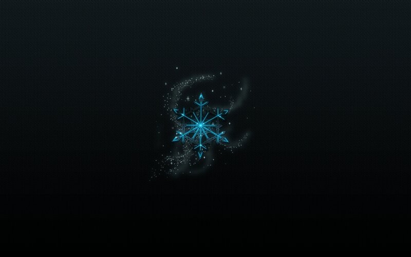 Glowing Blue Snowflake — Black