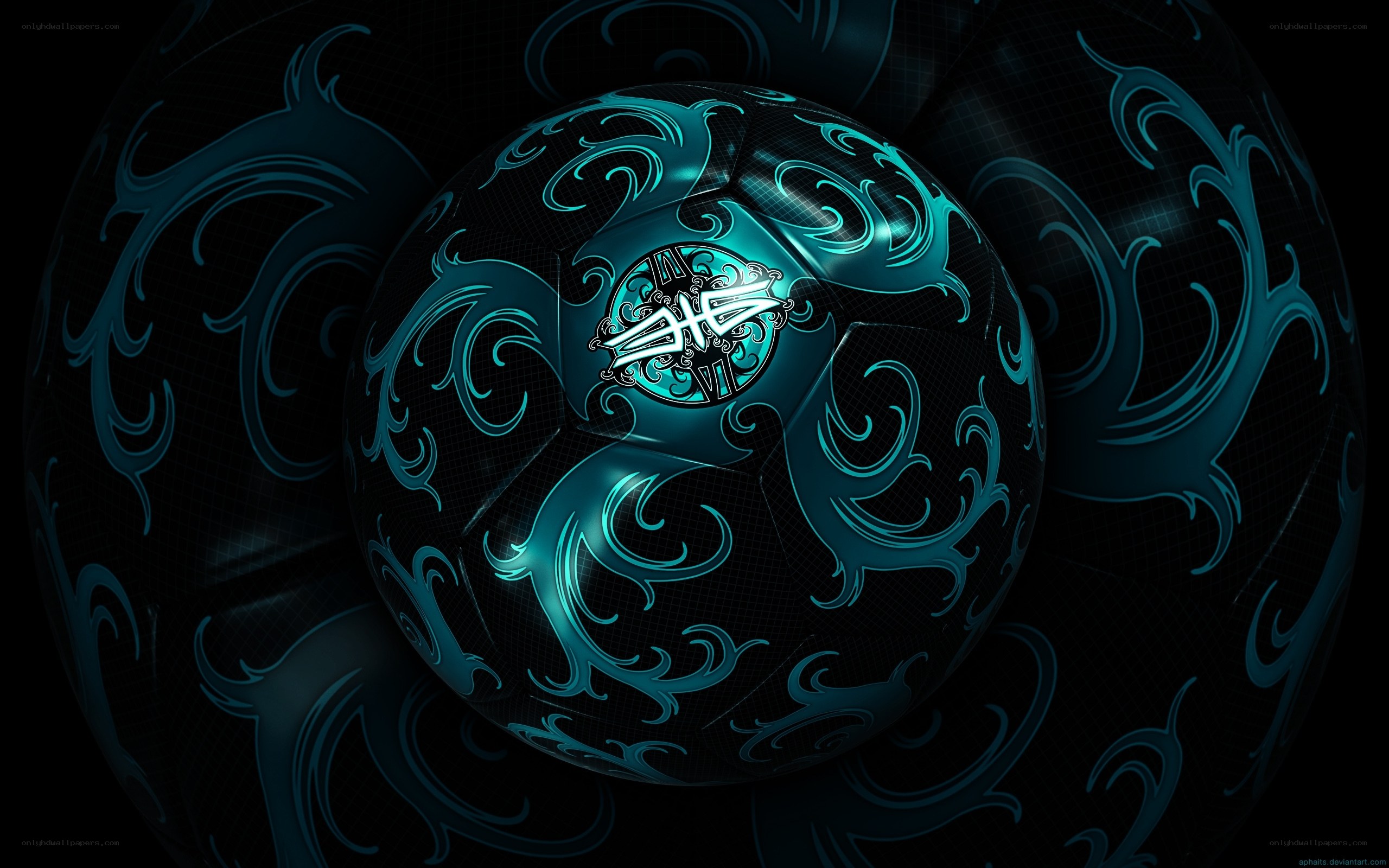 glowing blue soccer ball