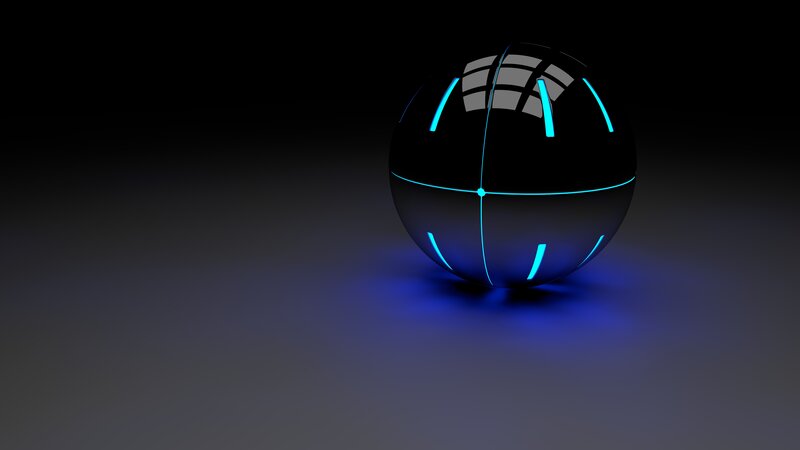Glowing Blue Sphere — Black, Dark
