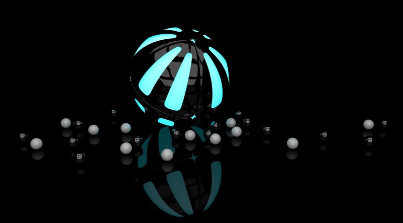 Glowing Blue Sphere — Black, Minimalist