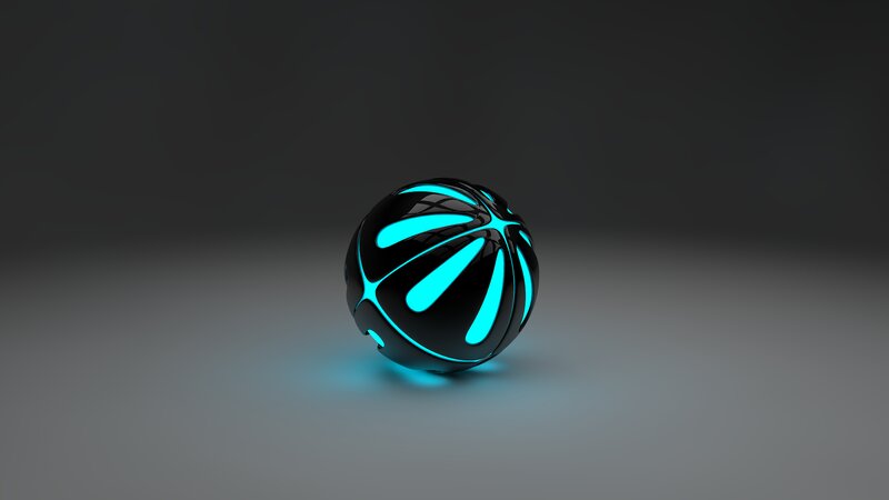 Glowing Blue Sphere — Black