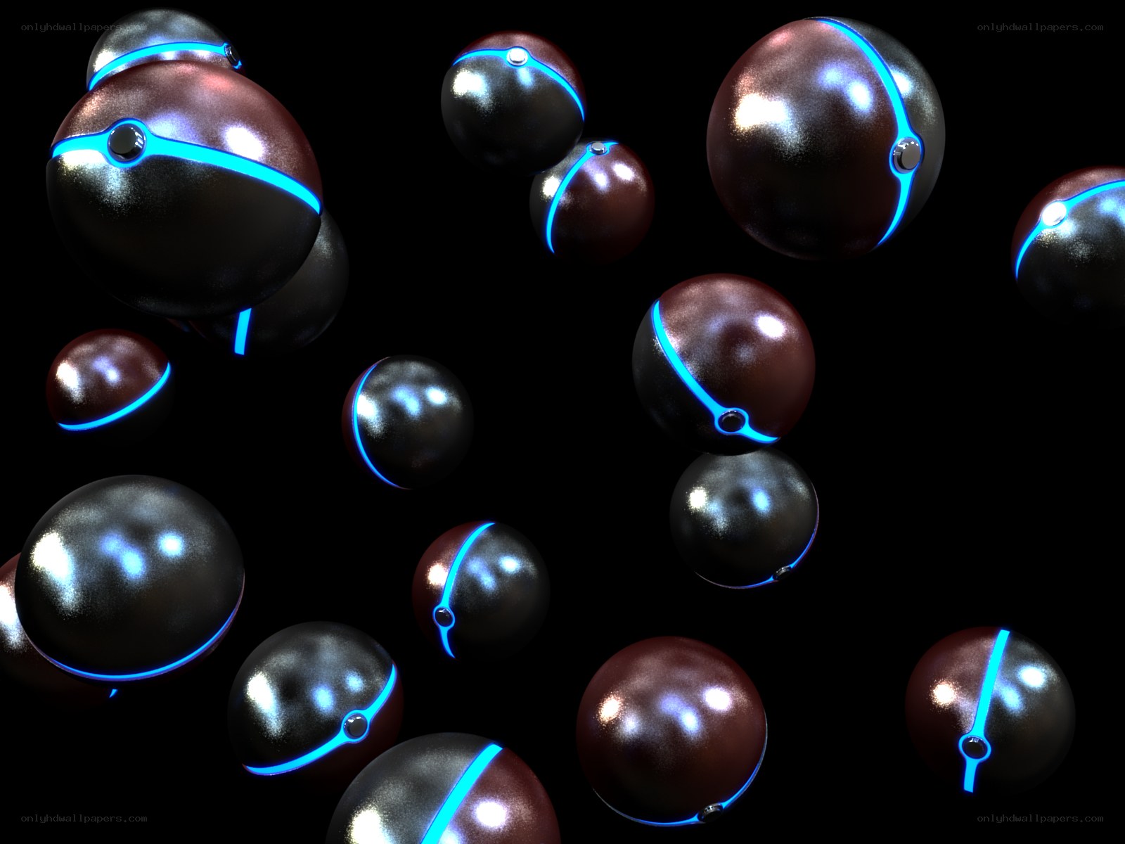 glowing blue sphere collection