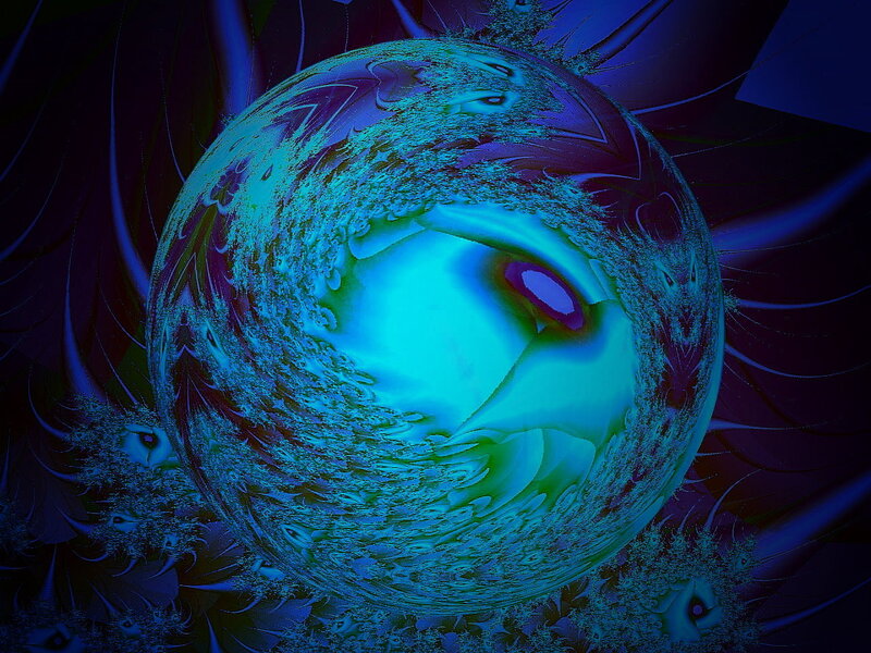 Glowing Blue Sphere — Mystical, Digital Art