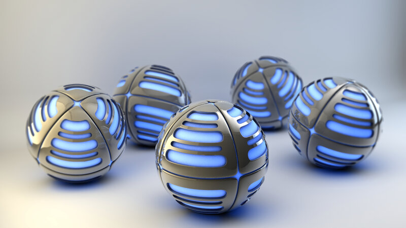 glowing blue spheres