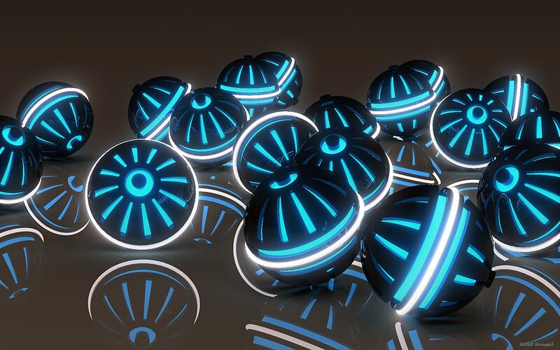 glowing blue spheres