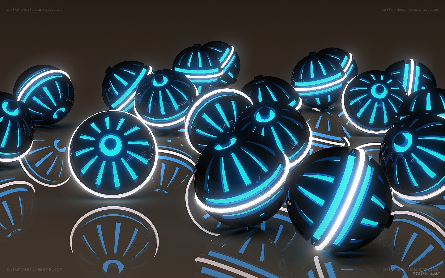 glowing blue spheres