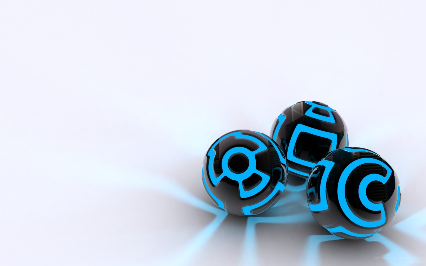 glowing blue spheres on white