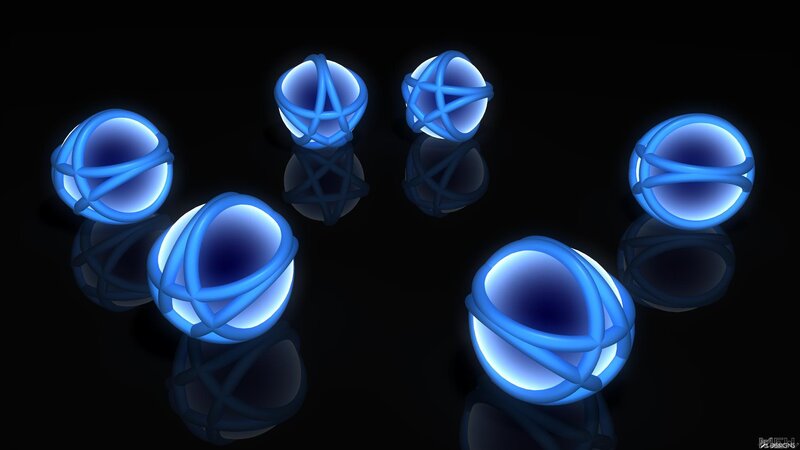 glowing blue spheres