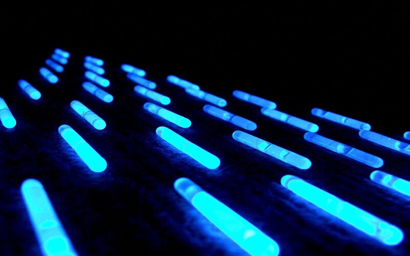 Glowing Blue Sticks — Dark, Night
