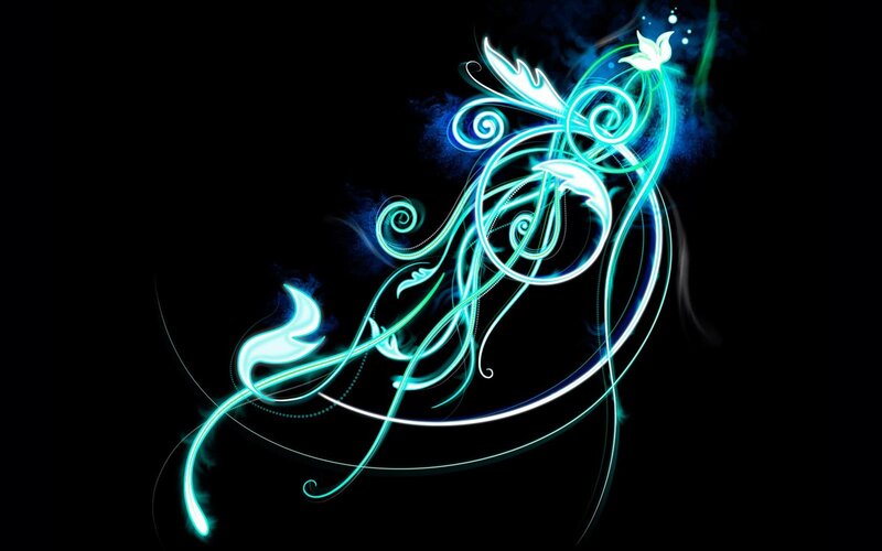 Glowing Blue Swirls — Ethereal, Digital Art, Light Trails
