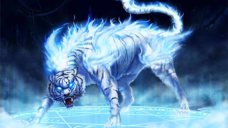 glowing blue tiger spirit