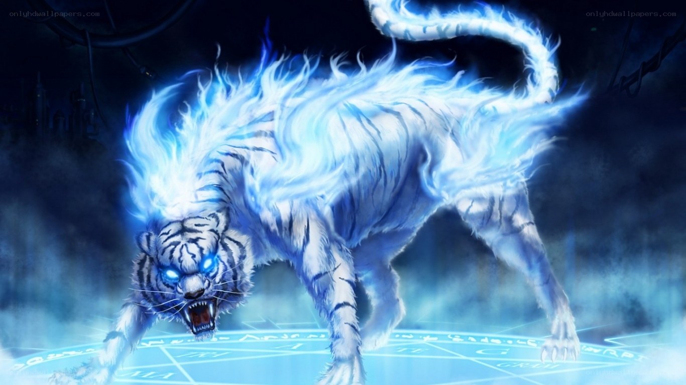 glowing blue tiger spirit