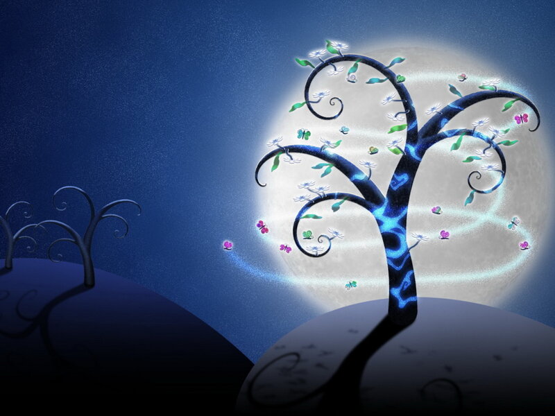 Glowing Blue Tree — Serene