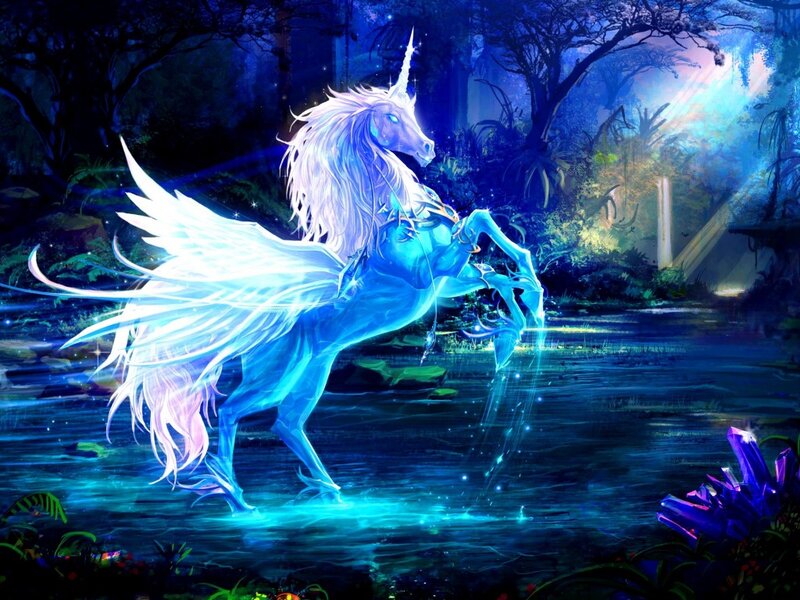 Glowing Blue Unicorn — Magical